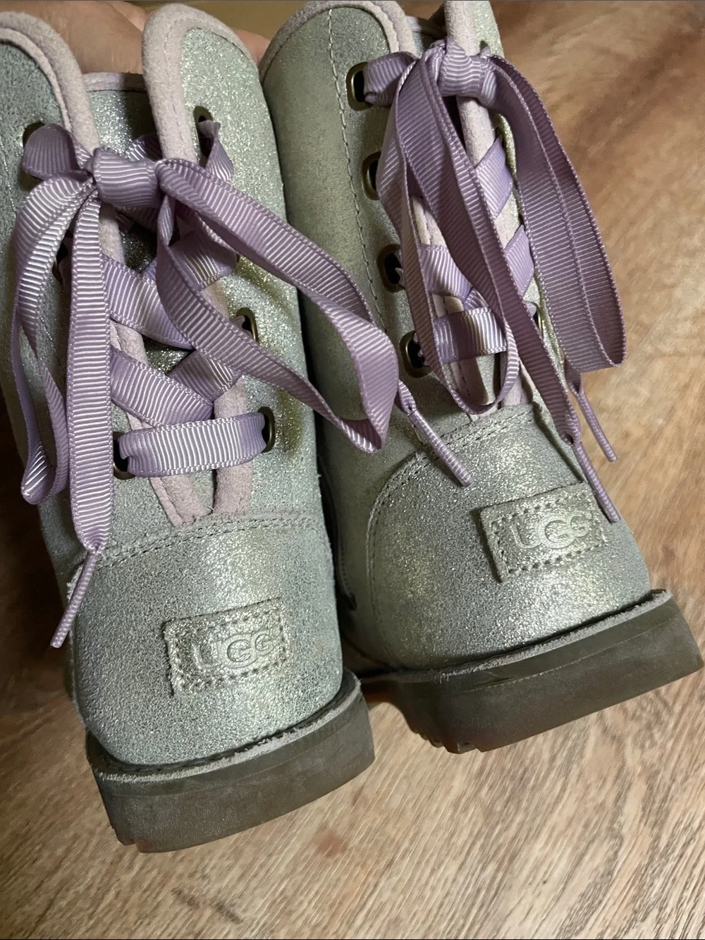 UGG Boots Suede Glitter Ribbon 13 Kids Sparkle Booties